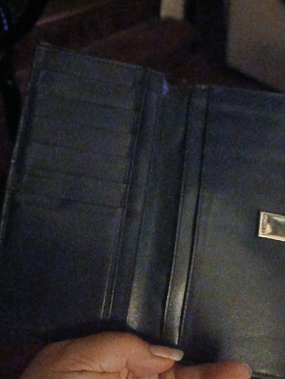 GUCCI Long Bifold Wallet Leather Black G-Gold logo Authentic - Picture 5 of 6